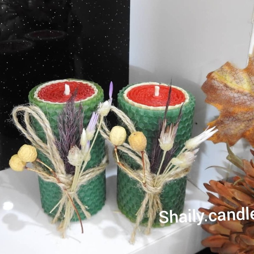 شمع موم عسل طرح هندوانه پک دو عددی ویژه شب یلدا