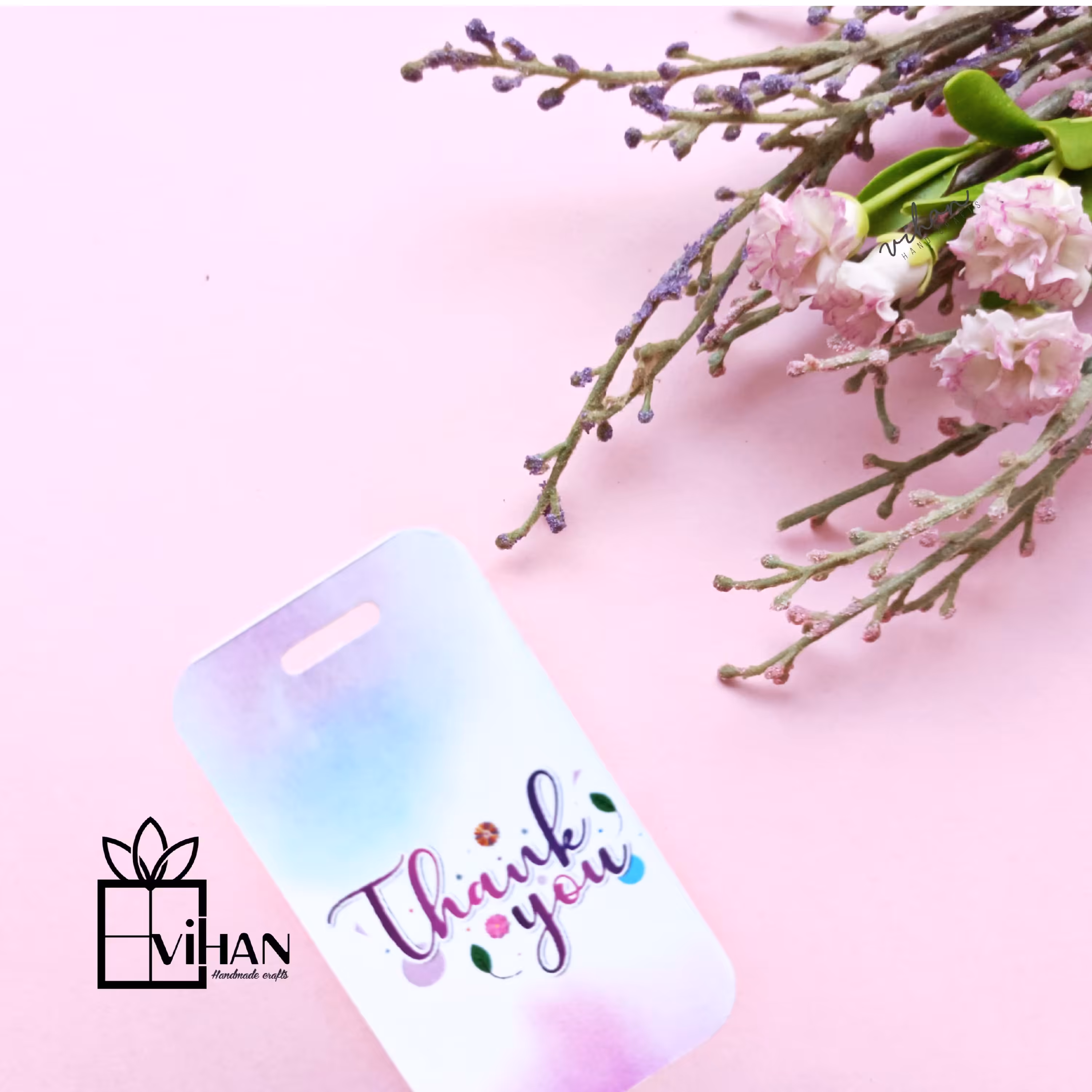 تگ_کارت تشکر ،پشت سفید سایز 4 در 7 سانت بسته ده تائی 16