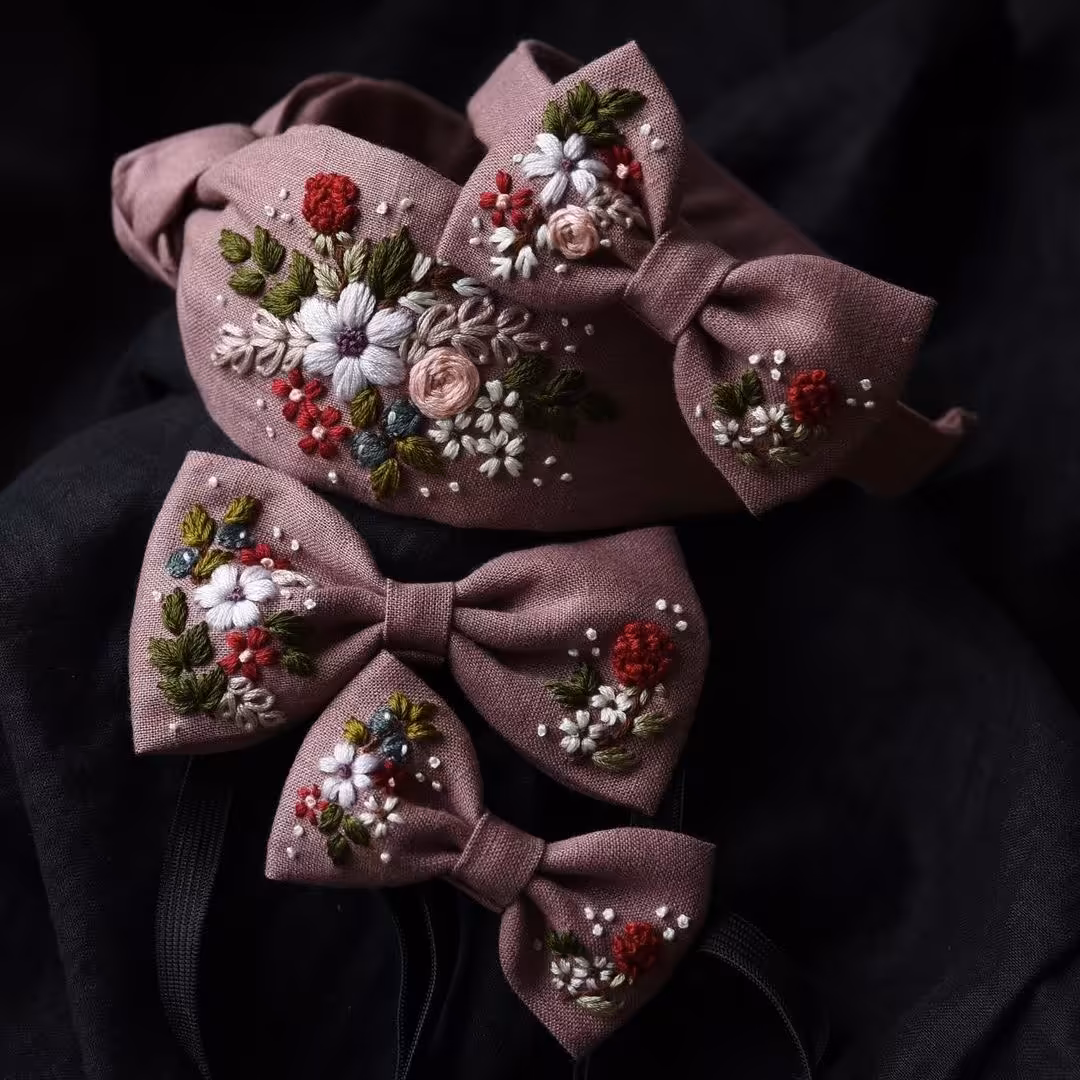 هدبند گره ای گلسر گلدوزی شده با دست خاص و زیبا