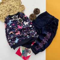 ست تیشرت شلوار مخمل اسپورت یونیکورن تک شاخ