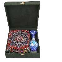 ست هدیه سازمانی و هدیه ارگانی و هدیه شرکتی و هدیه اداری و هدیه صنایع دستی گلدان مینا کاری صنایع دستی سایروس 