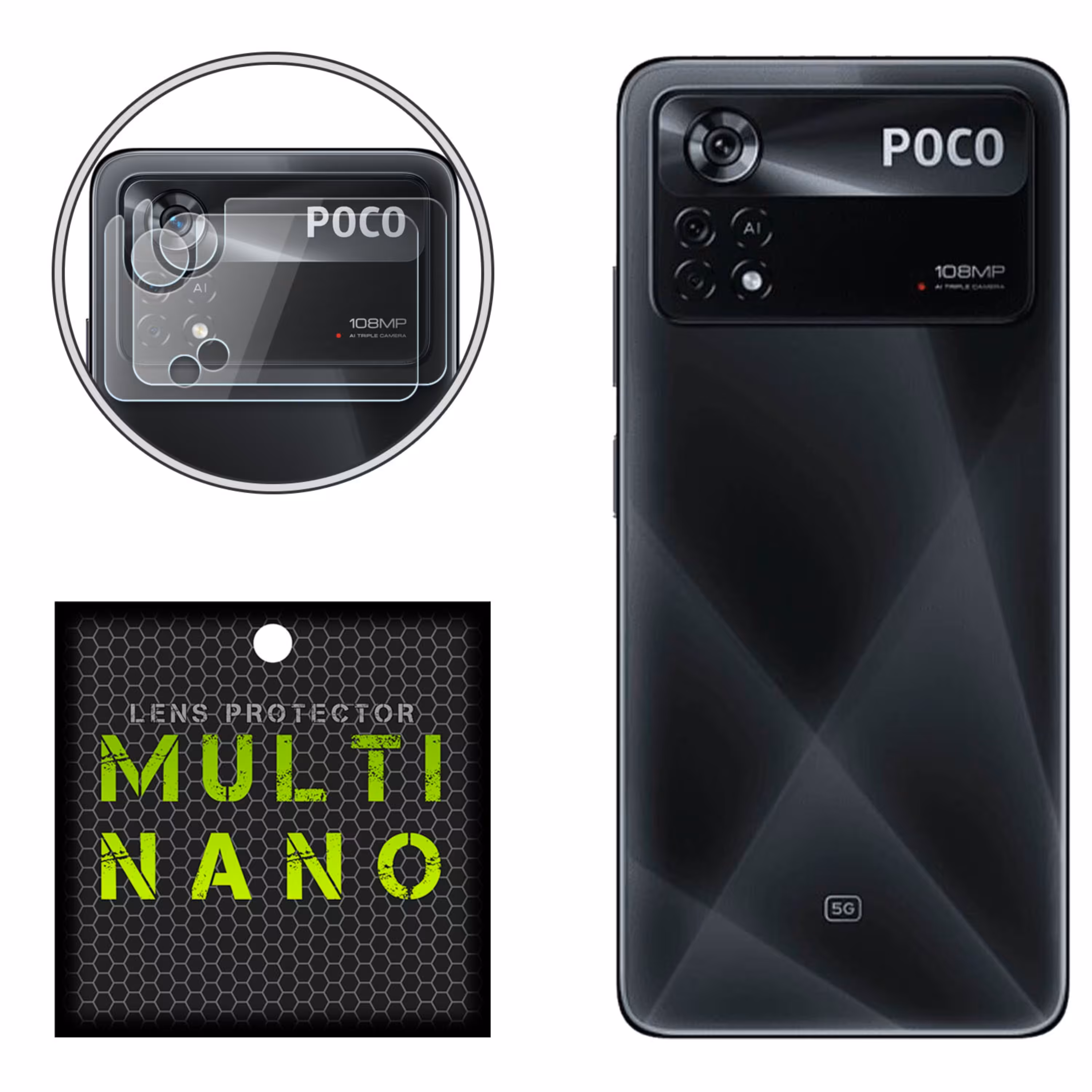 محافظ لنز دوربین MultiNano مدل X-L2N برای موبایل شیائومی Poco X4 Pro بسته دوتایی