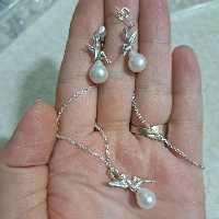 نیم ست نقره فرشته با مروارید اشکی 