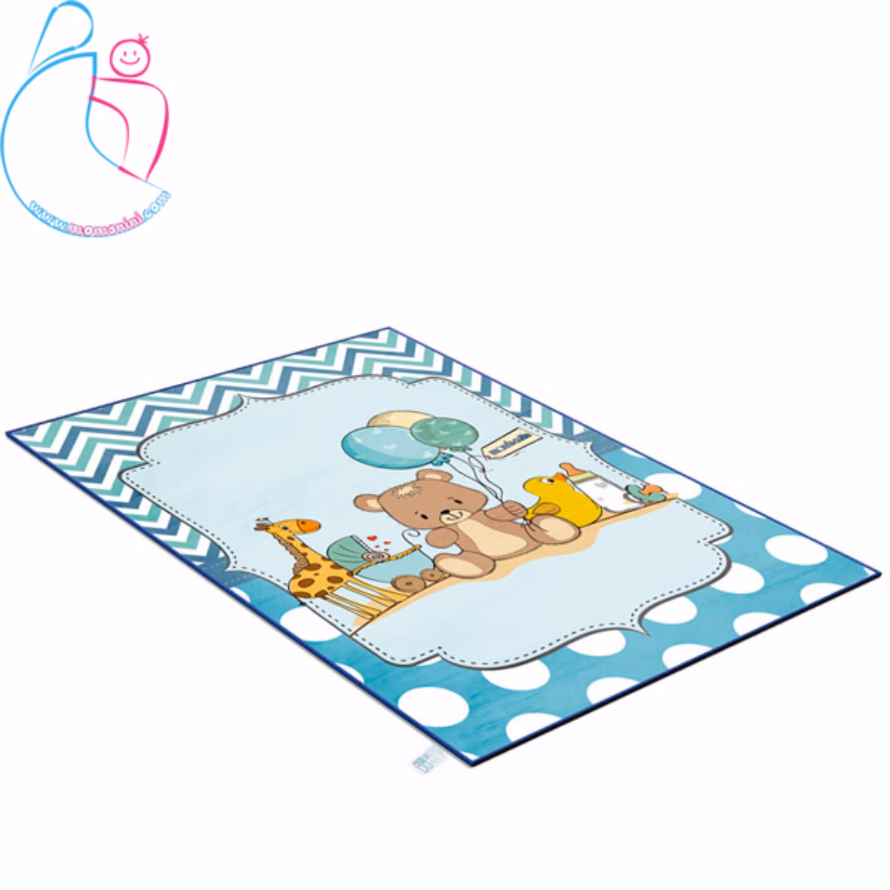 فرش فانتزی اتاق کودک طرح خرس و دریا  آبی