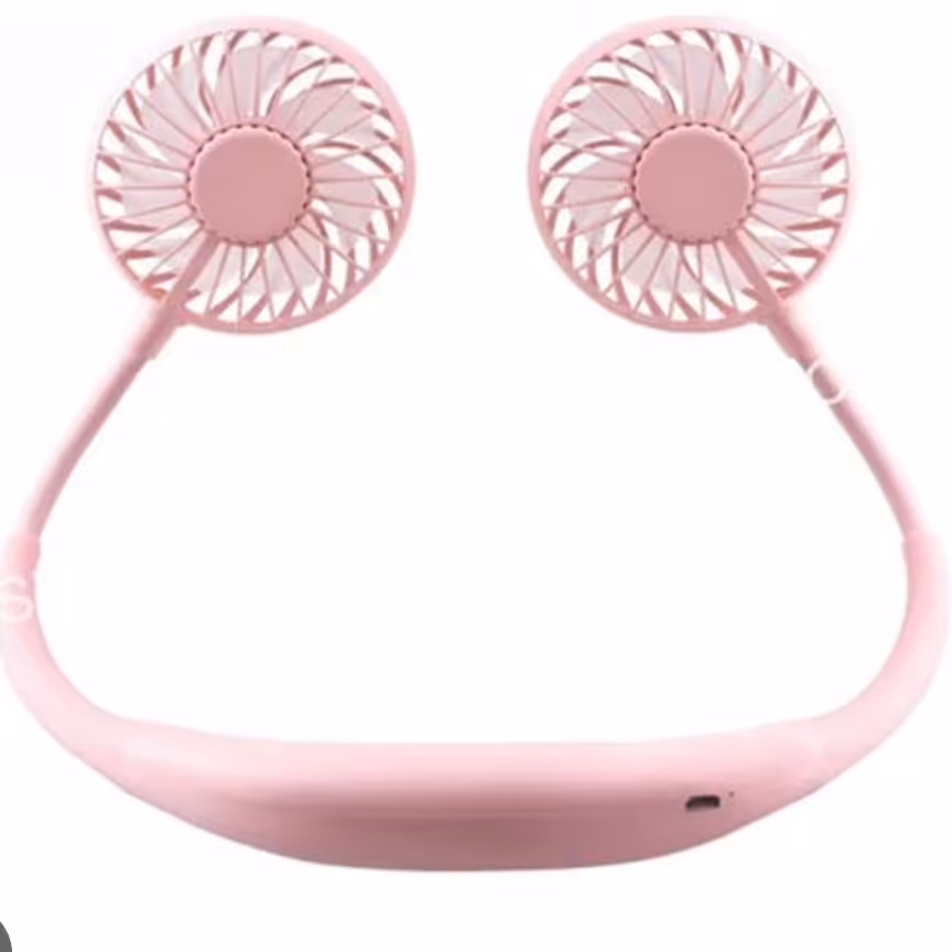 پنکه گردنی شارژی چراغ دار در دورنگ آبی و صورتی