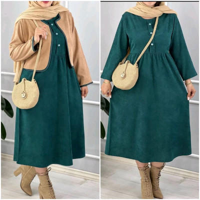 ست دو تیکه نبات مخمل کبریتی پیراهن کت 57742