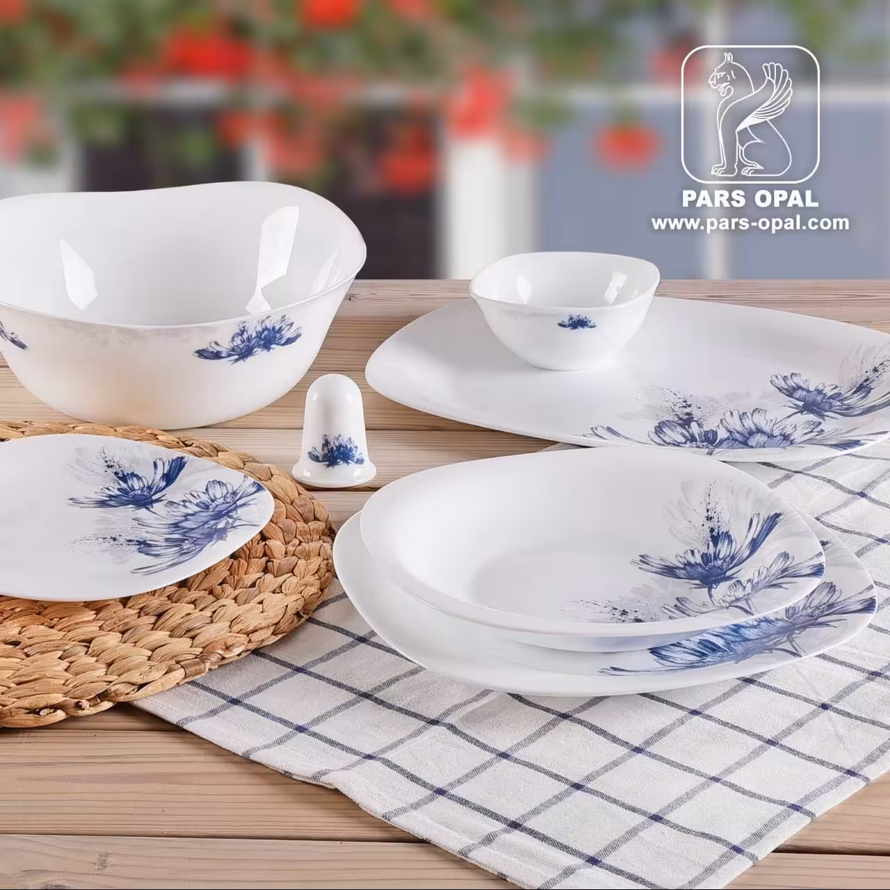 سرویس پذیرایی آرکوپال 28 پارچه پارس اپال طرح سانلی آبی 821