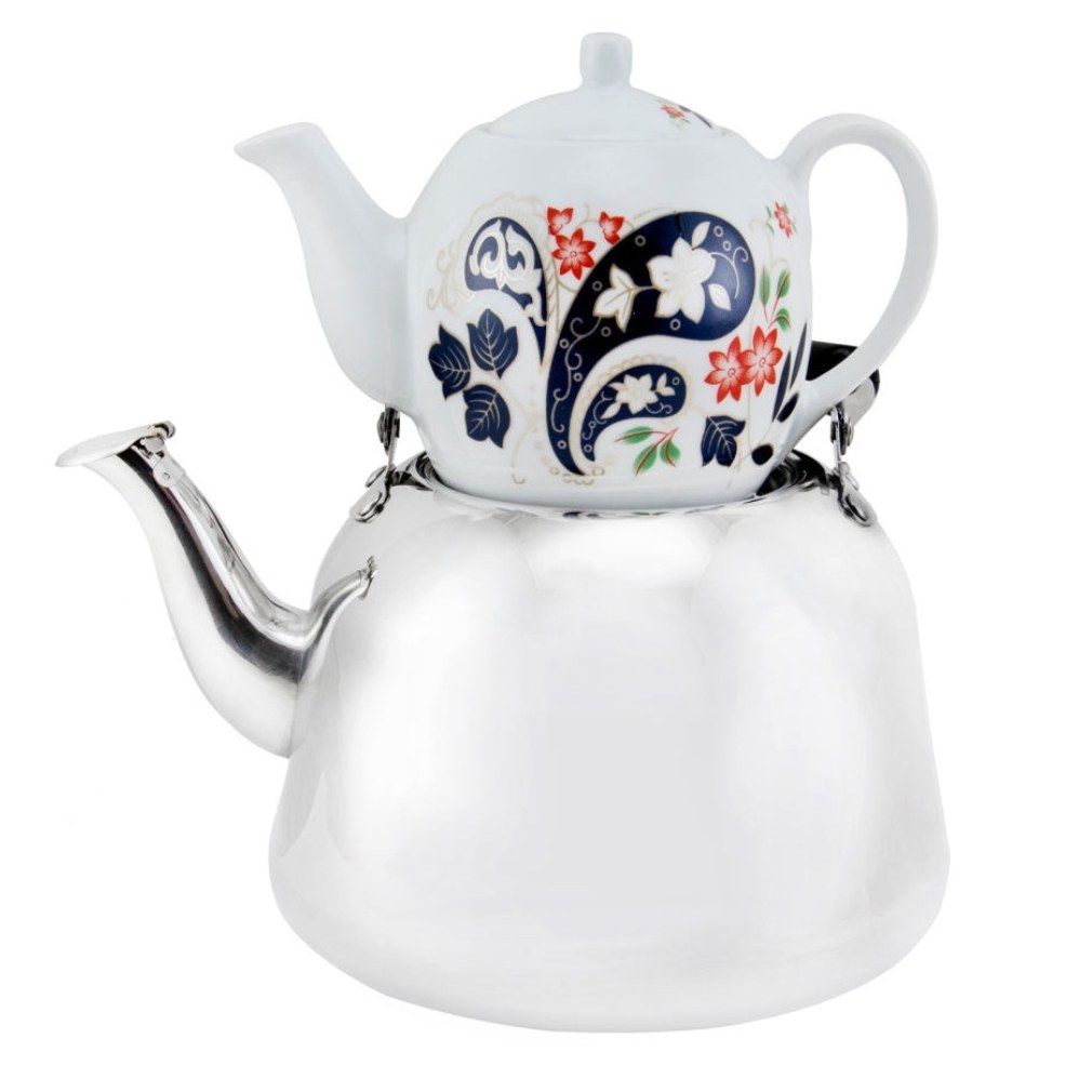 کتری  و قوری  چای مدل  فرانسوی حجم 2 لیتر و  قوری نیم لیتر