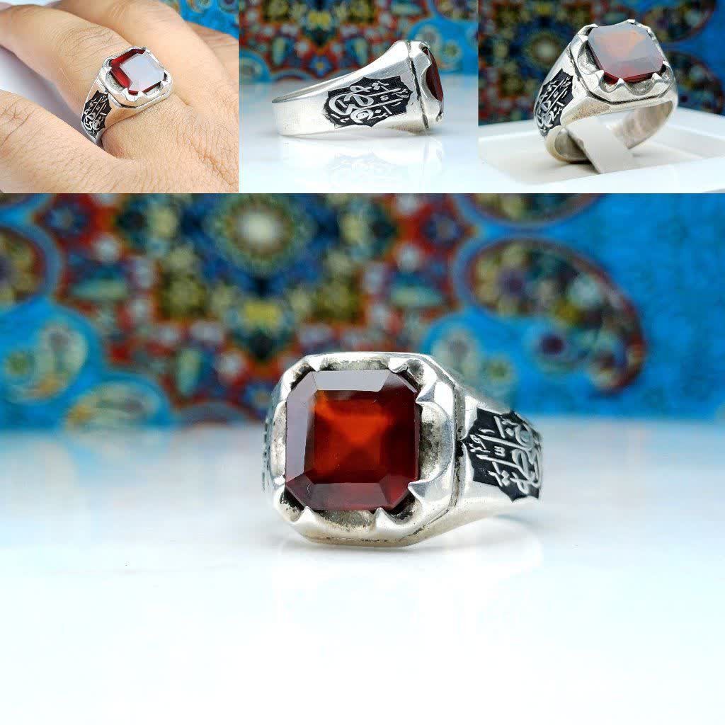 انگشتر گارنت اصلی رکاب نقره دستساز نقره عیار 925ارسال رایگان