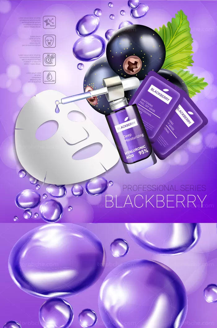 وکتور لایه باز طرح پوستر تبلیغاتی ماسک سفید کننده پوست - گرافیک با طعم تربچه