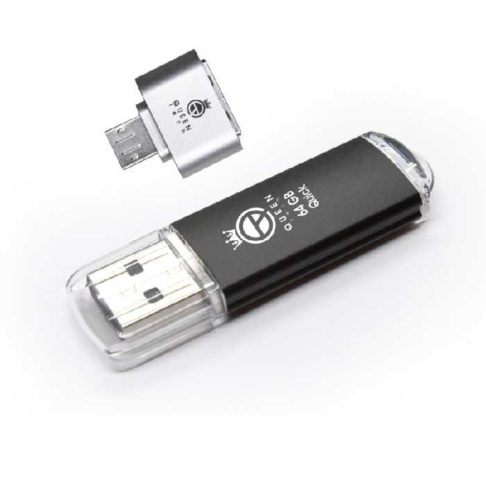 فلش مموری کوئین تک مدل QUICK PLUS ظرفیت 64 گیگا بایت همراه با مبدل MicroUSB OTG

