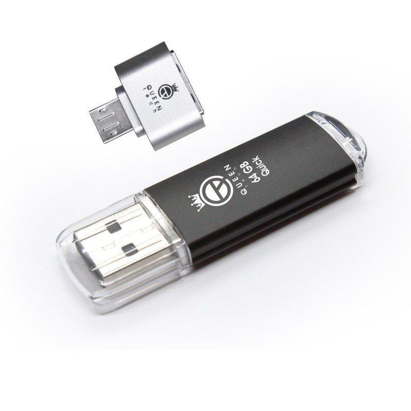 فلش مموری کوئین تک مدل QUICK PLUS ظرفیت 64 گیگا بایت همراه با مبدل MicroUSB OTG

