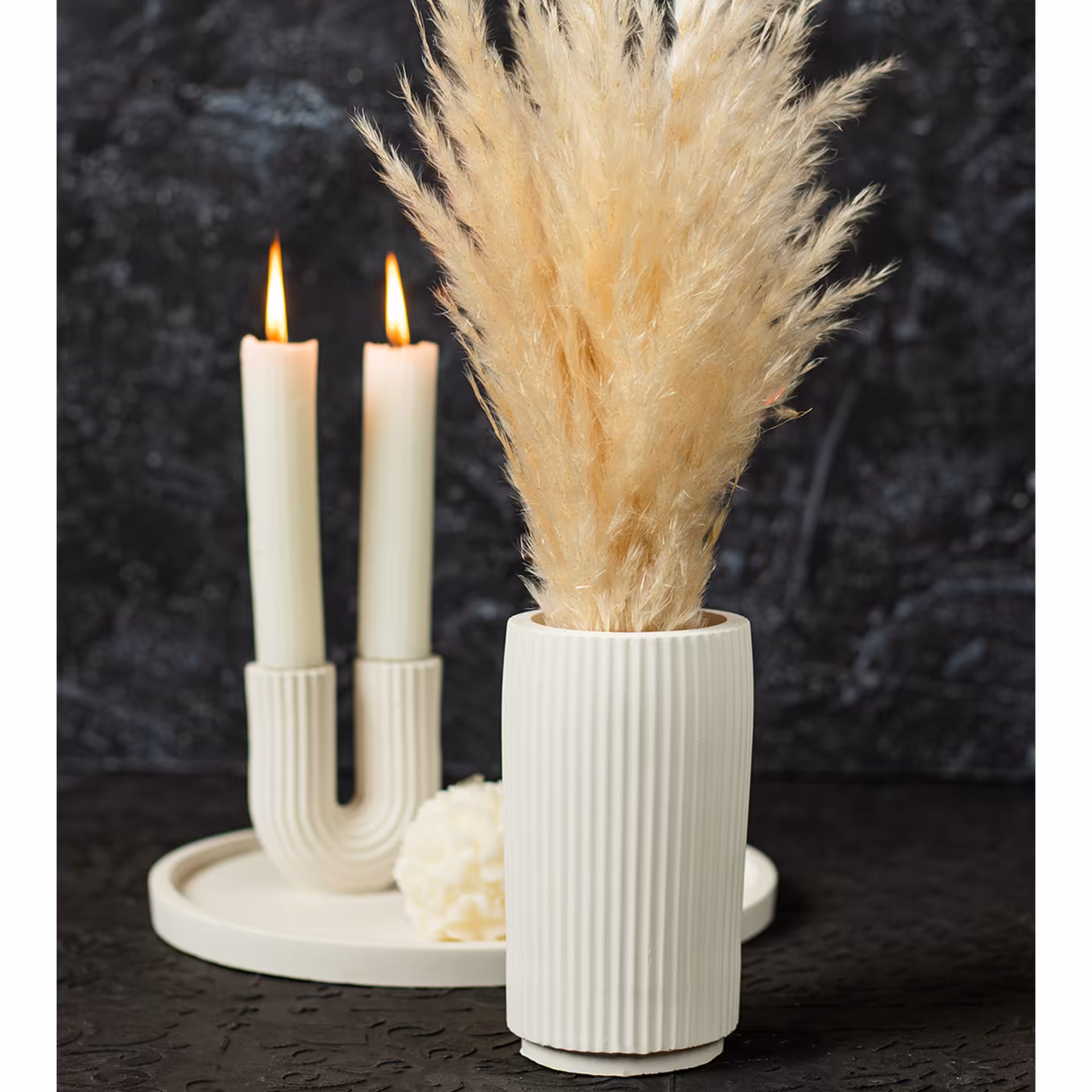 ست گلدان رومیزی نیلی سفید