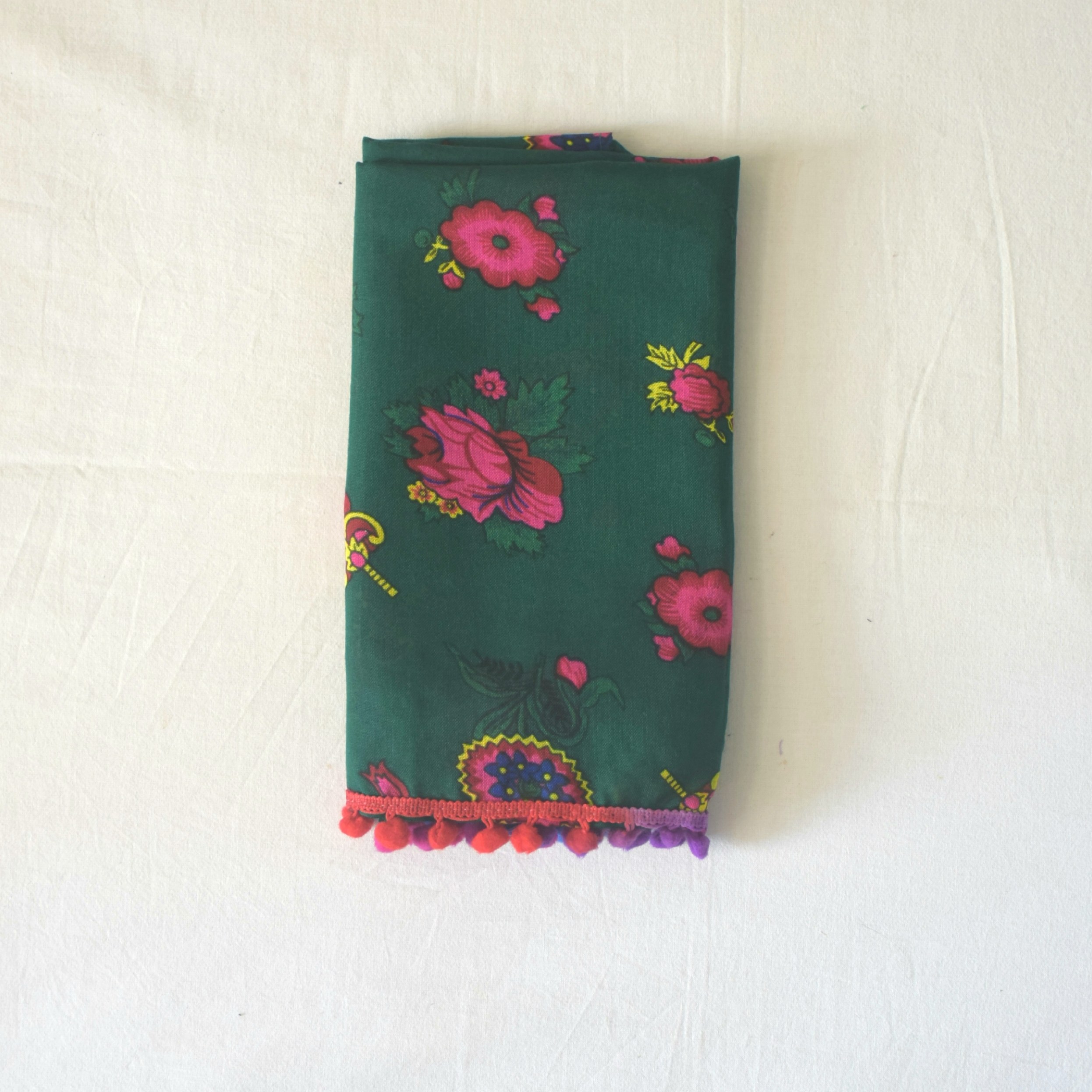 شال زنانه سنتی موهر نخ سبز تیره