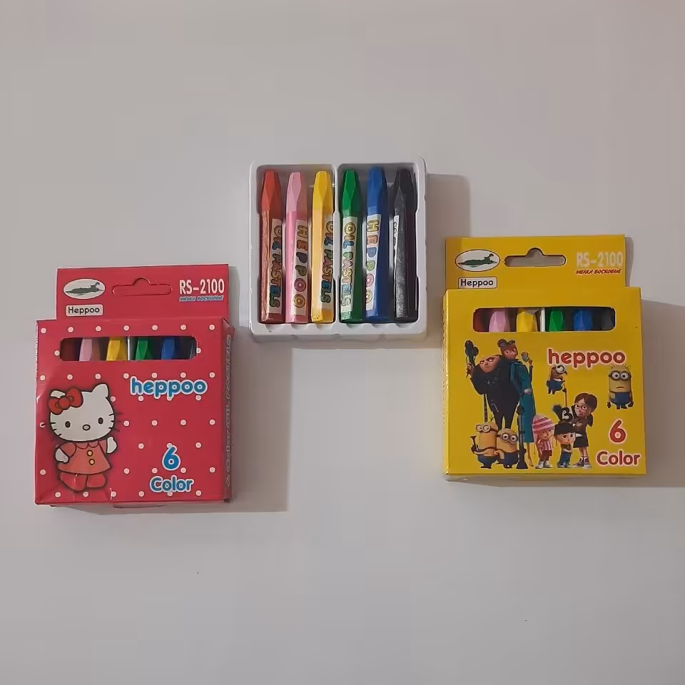 مدادشمعی پاستیل 6 رنگ مقوایی هیپو