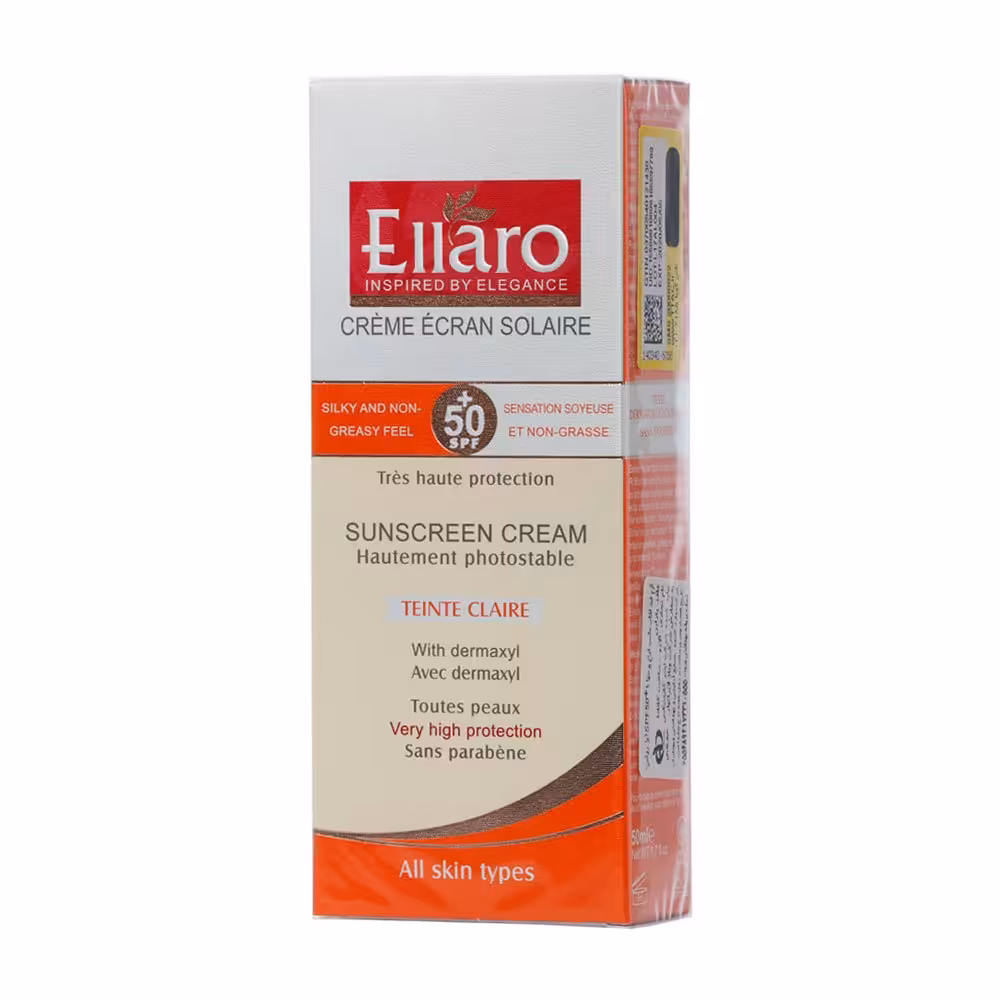 کرم ضد آفتاب بژ روشن مناسب انواع پوست فاقد پارابن SPF50  الارو 50 میلی لیتر