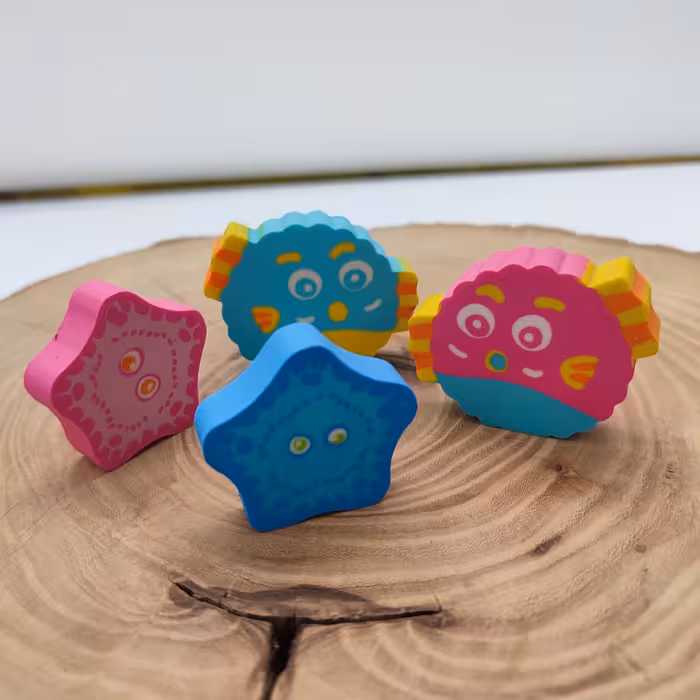 پاکن فانتزی  ماهی وستاره دریایی در دو رنگ صورتی و آبی پاک کن فانتزی  