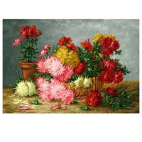 کد 25054 - نخ و نقشه کامپیوتری تابلو فرش عرشیان طرح گل و سبد گل