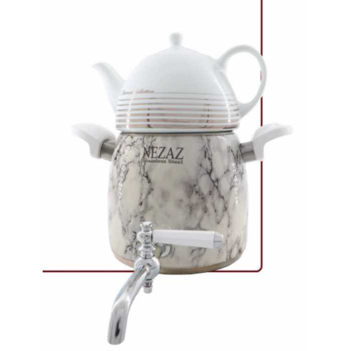 کتری قوری هرمی سنگی سفید نزاز کد 3012