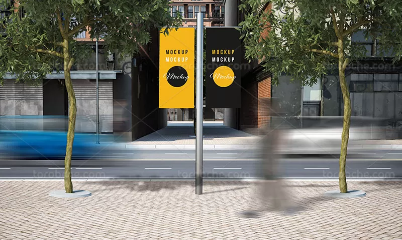 موکاپ لایه باز بنر شهری با کیفیت | گرافیک با طعم تربچه