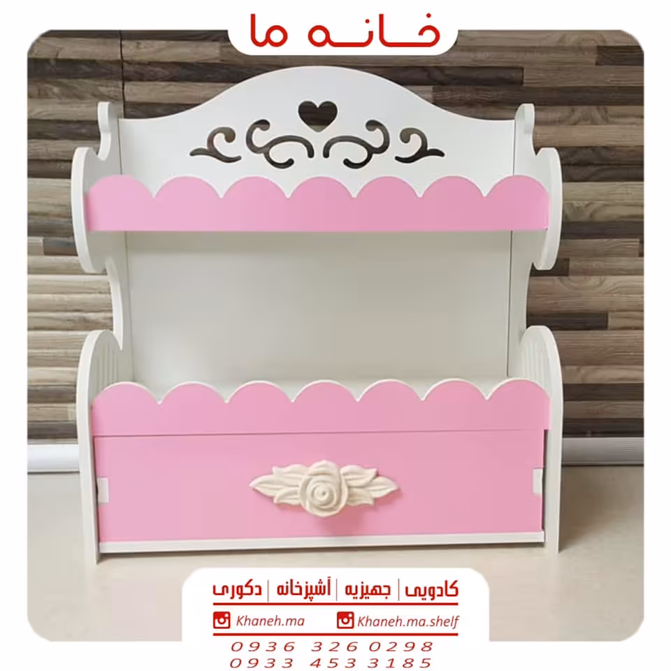 شلف جا ادویه تک کشو رنگی مدل گل رز