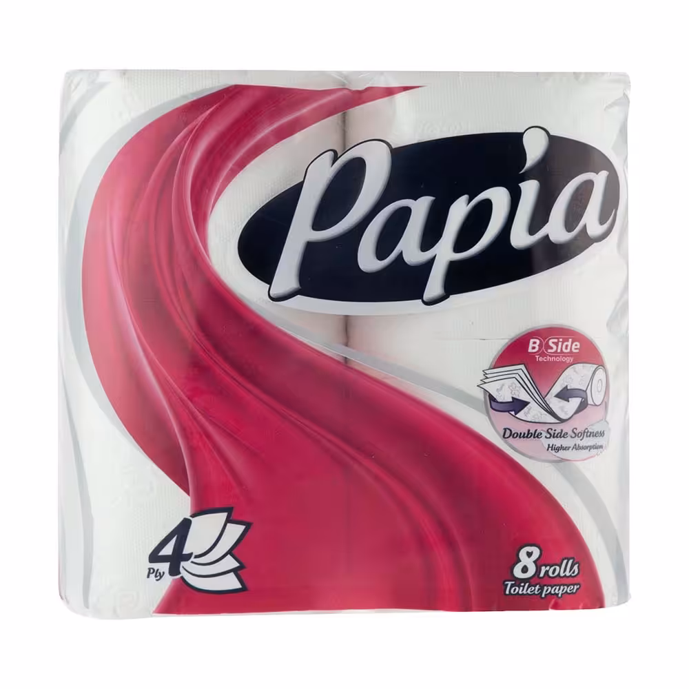 دستمال توالت پاپیا Papia مدل B Side بسته 8 عددی