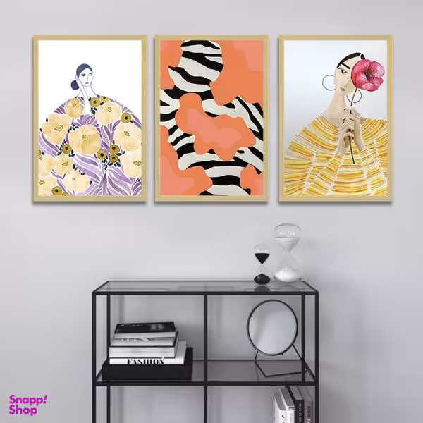 تابلو بکلیت طرح نقاشی دکوراتیو مدرن سبک کوبیسم مدل BE-1434 مجموعه 3 عددی