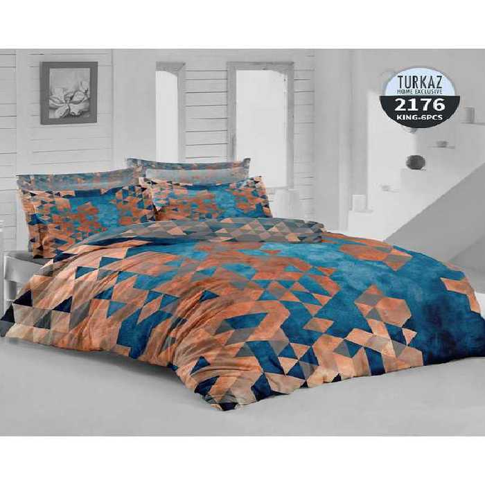سرویس لحاف روتختی دو نفره 8 تکه دو رو میکرو تنسل گیاهی TURKAZ مدل 2176