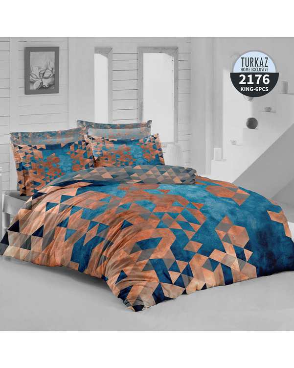 سرویس لحاف روتختی دو نفره 8 تکه دو رو میکرو تنسل گیاهی TURKAZ مدل 2176