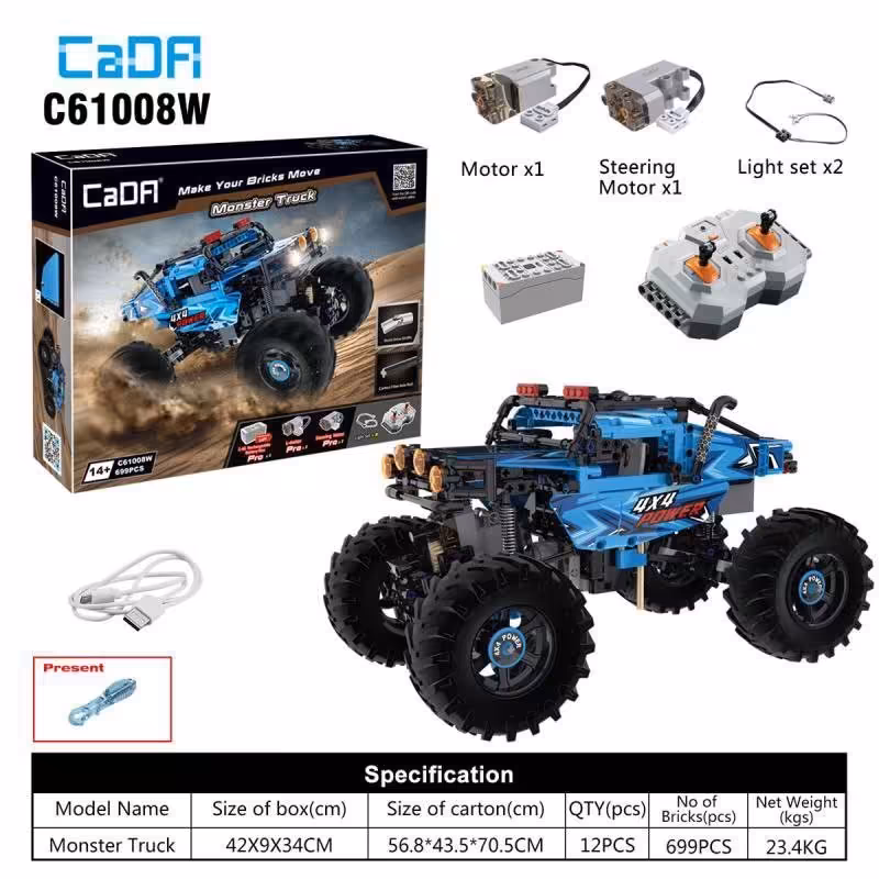 اسباب بازی لگو ماشین کنترلی کمک فنر دار وارداتی CaDA دارای 699 قطعه 