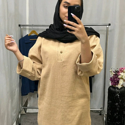 مانتو اسپرت زنانه نخی دبل فیس مدل یقه دکمه ای مهوش