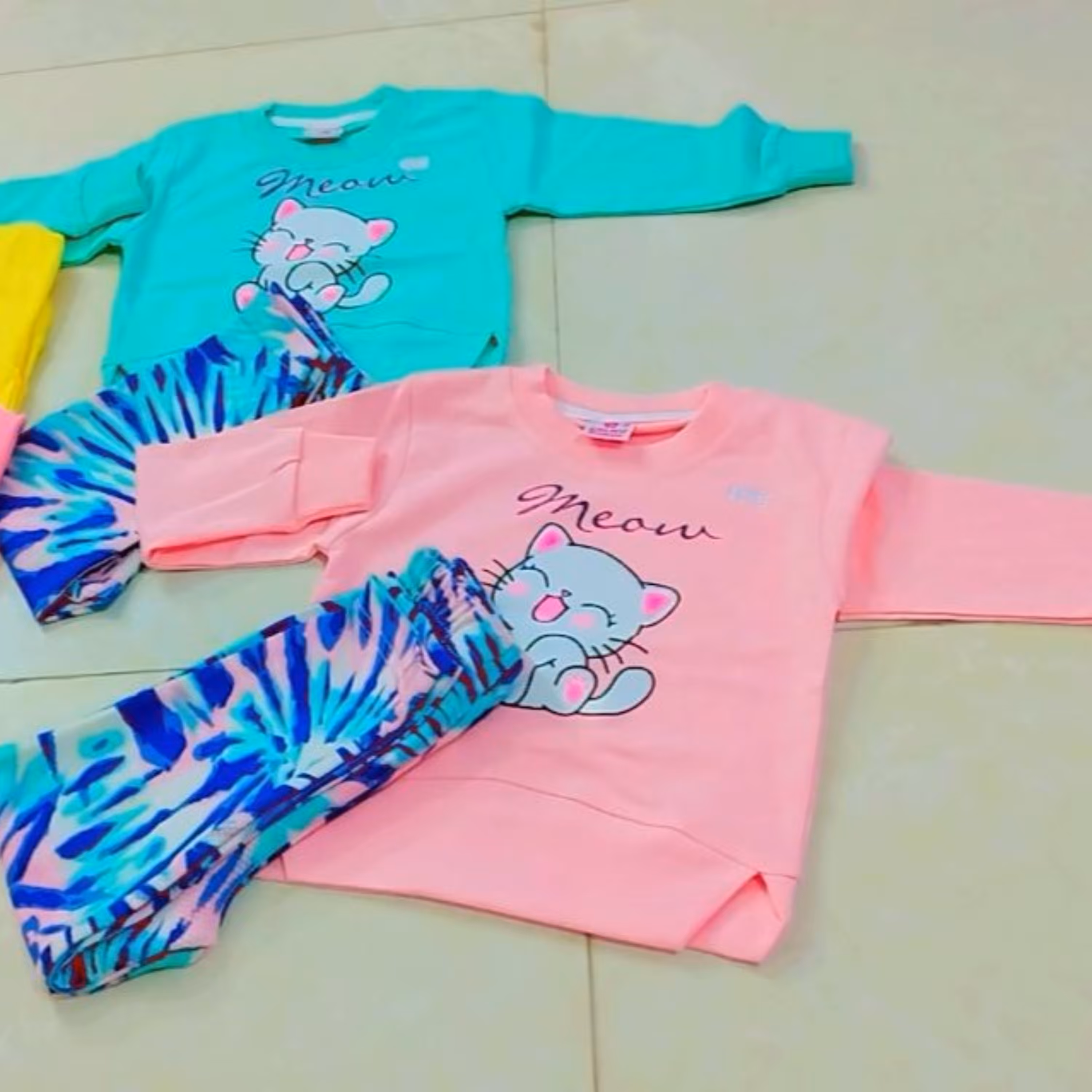 بلوز شلواردخترانه طرح گربه