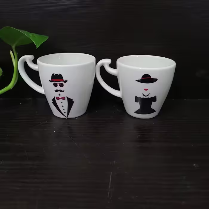 فنجان چینی جفتی طرح عروسکی 