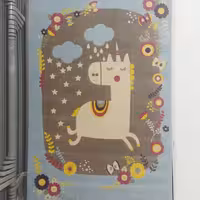 فرش پاتریس  فرش گلیم کودک 400شانه طرح یونیکورن آبی سایزکناره یک در یک ونیم متری