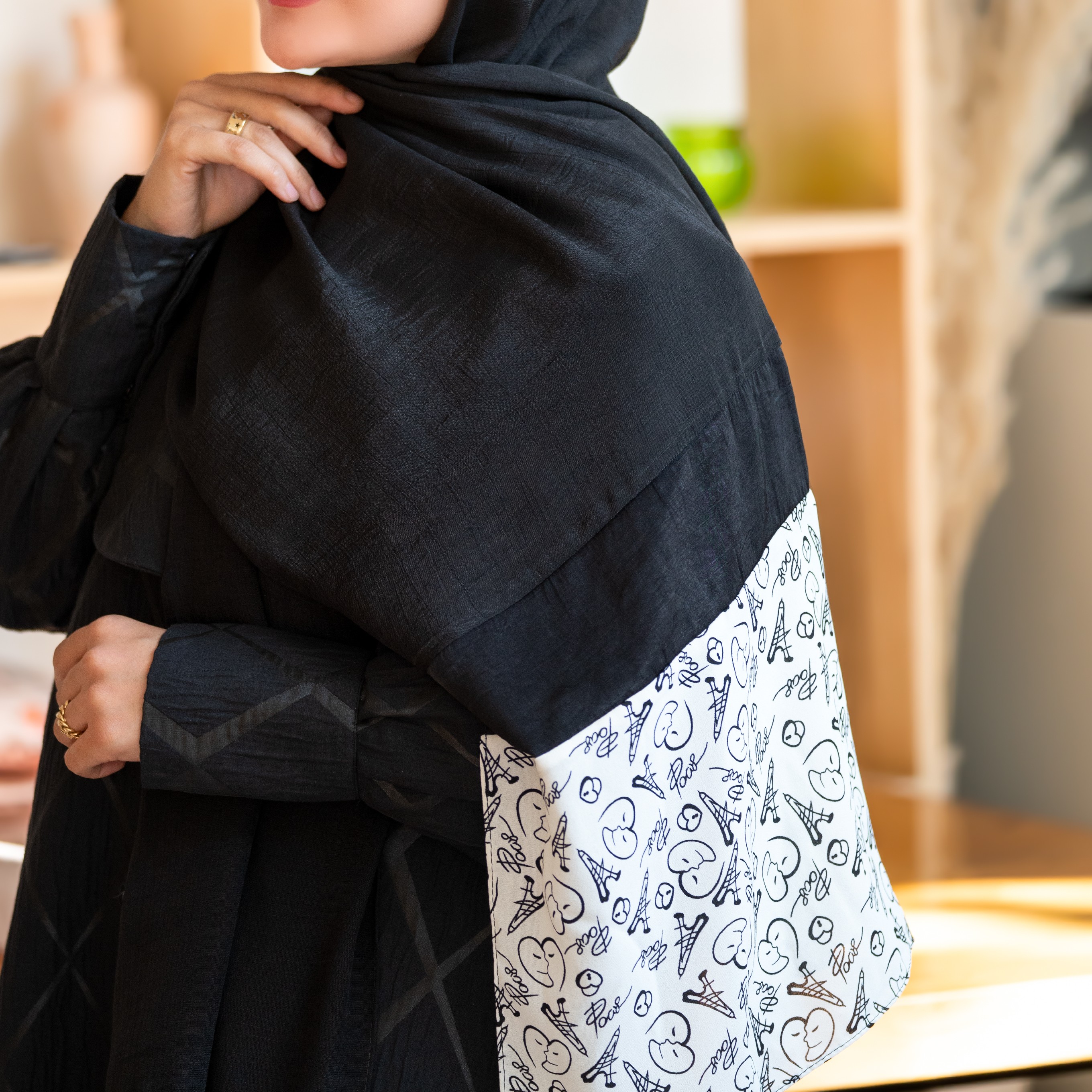 شال مشکی نخی مجلسی