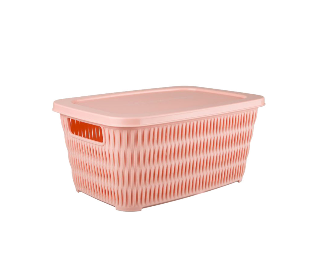 سبد همه کاره درب دار سایز 2 لیمون طرح بامبو