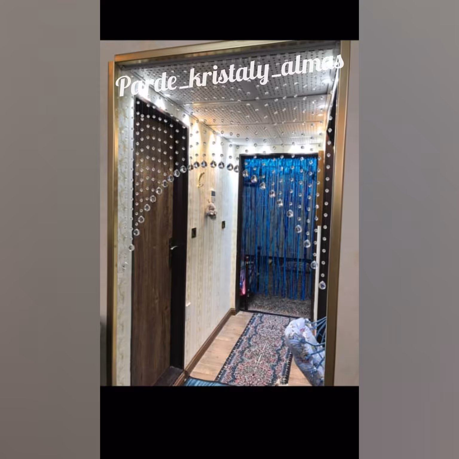 پرده کریستالی مدل نخی 