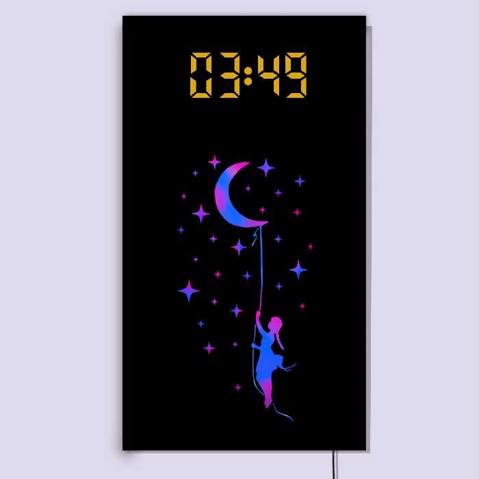 ساعت دیواری لوکس و دکوراتیو دیجیتال چند منظوره (طرح در امتداد ماه)