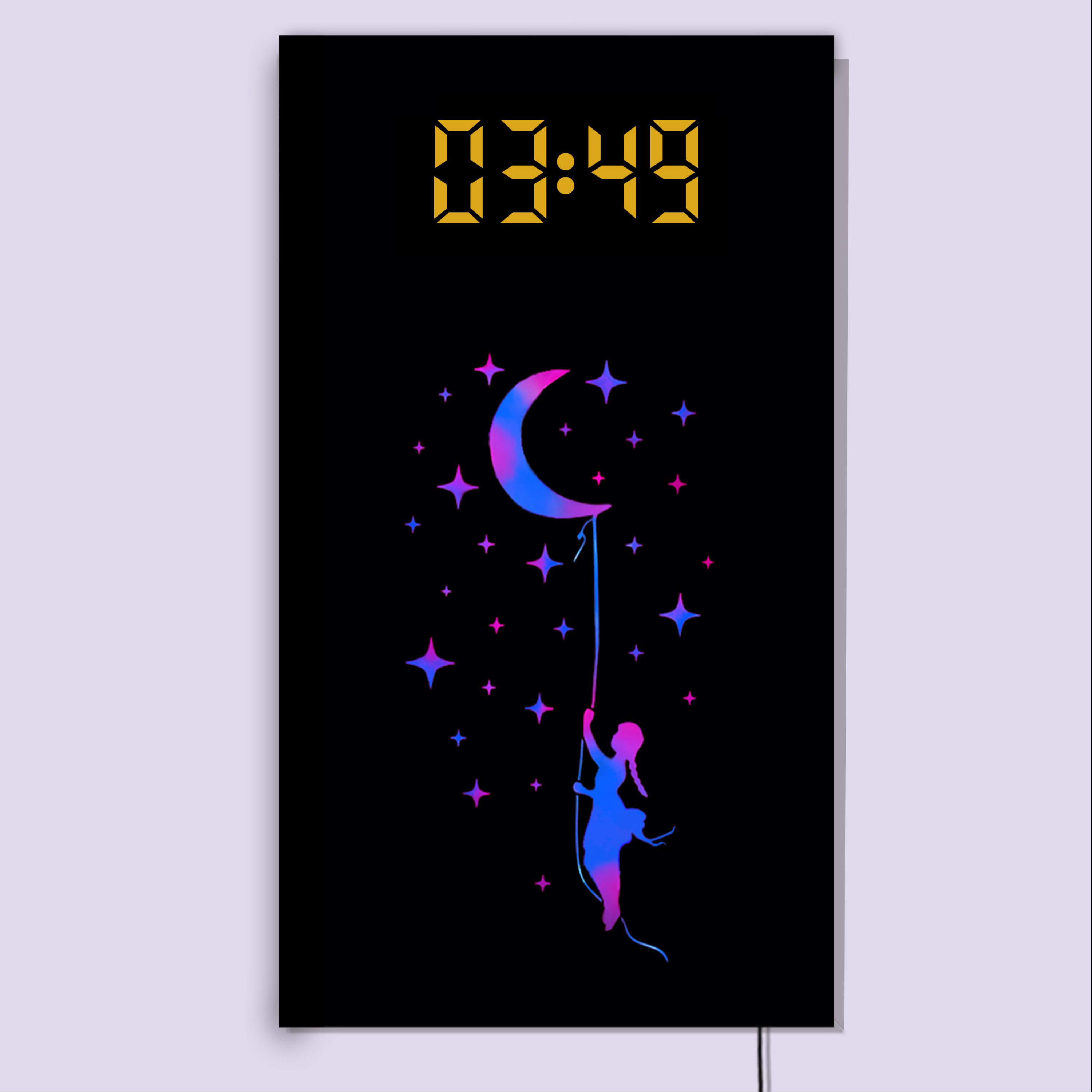 ساعت دیواری لوکس و دکوراتیو دیجیتال چند منظوره (طرح در امتداد ماه)