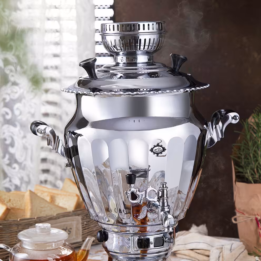 سماور گازی 6لیتری عالی نسب مدل نگین سیمین