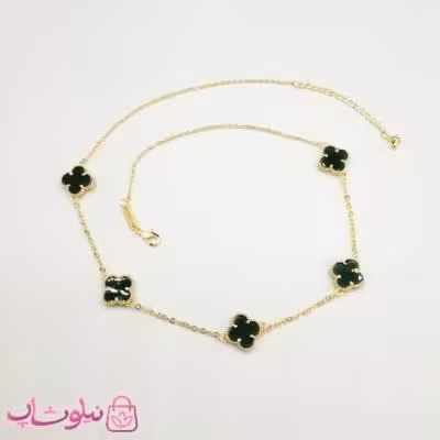 گردنبند زنانه ونکلیف سبز تیره آبکاری طلا کیفیت مستر کد 430
