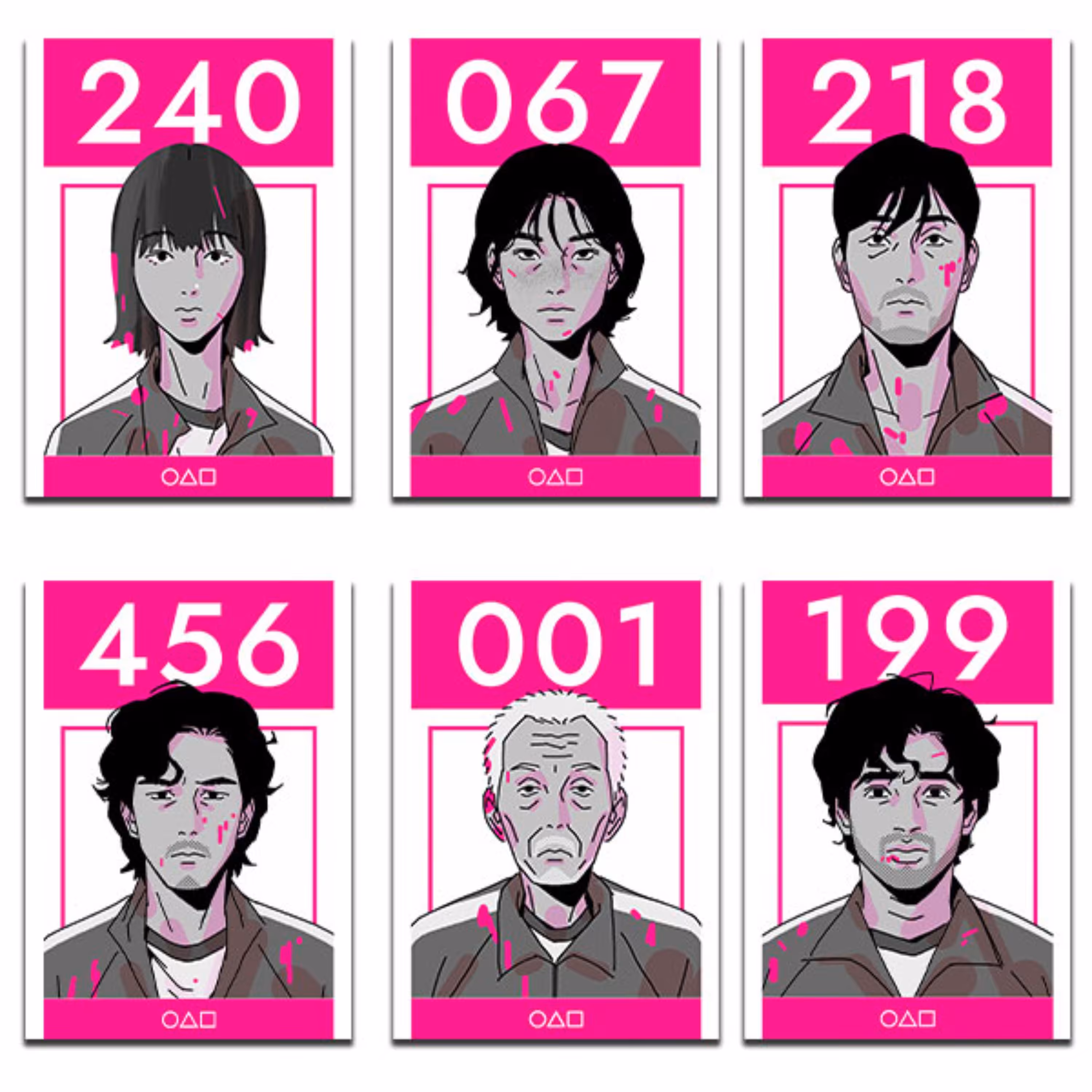 پوستر بازیکن های فیلم اسکویید گیم مجموعه 6 عددی