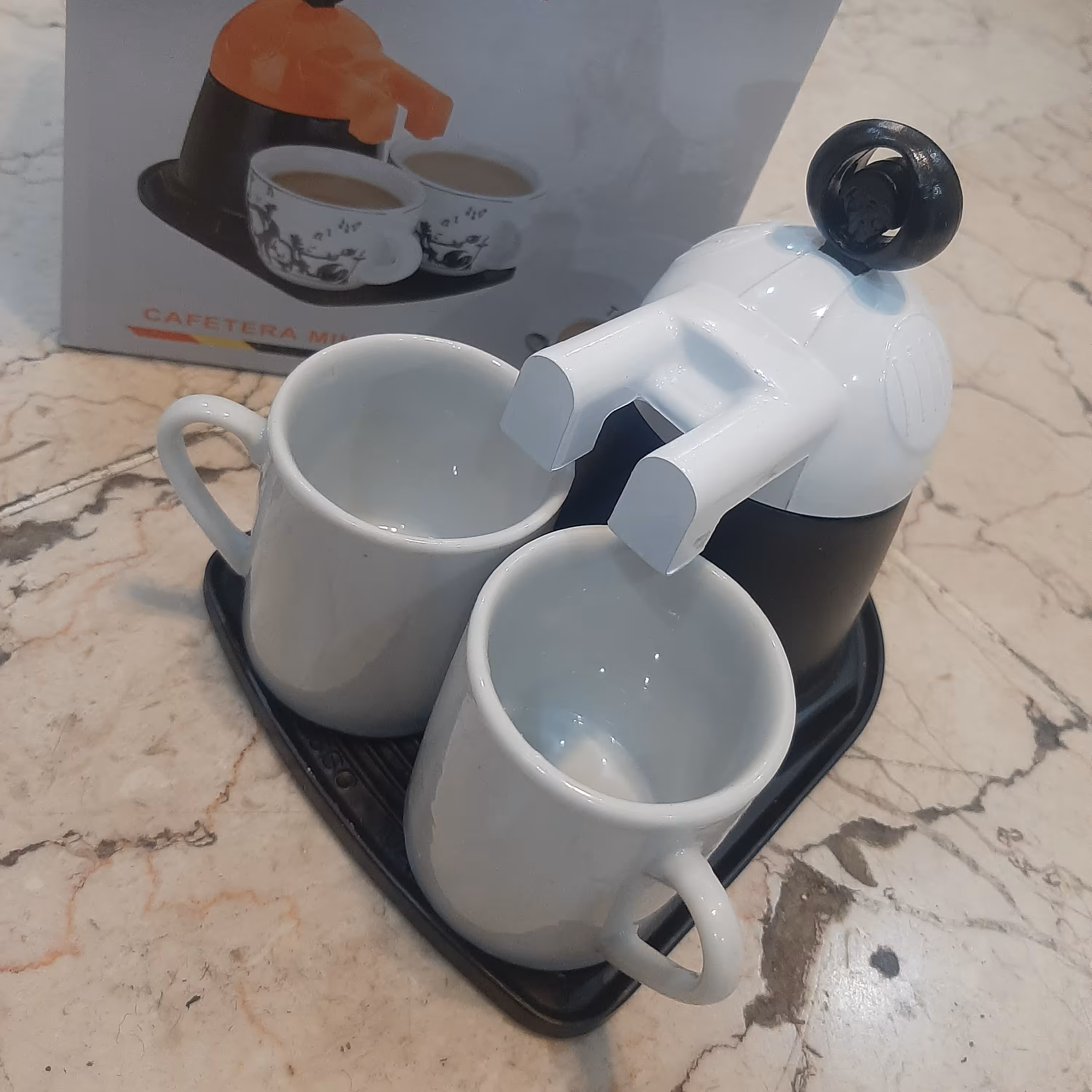 قهوه جوش دو نفره دو کاپ رو گازی در رنگبندی مختلف 