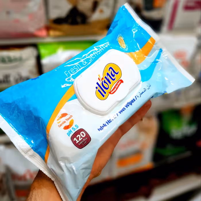 دستمال مرطوب . محصول ترکیه . بوف العاده با کیفیت  . 120 برگی تاریخ انقضا تا برج 7 یال 2024