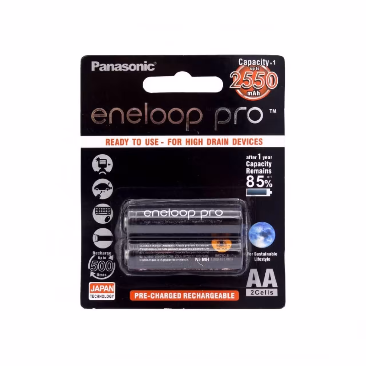 باتری قلمی قابل شارژ پاناسونیک مدل Eneloop Pro 2550MA بسته 2 عددی