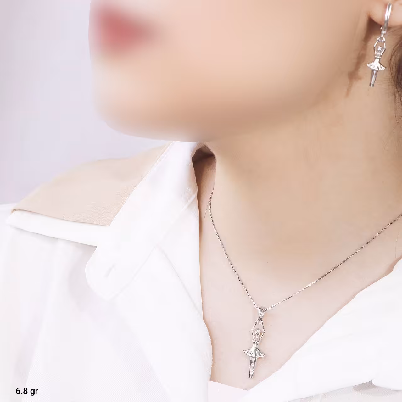 نیم ست  نقره میکرو طرح بالرین  10190-7.5