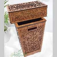 ست جادستمال کاغذی وسطل زباله  کدHB1617رنگ و دولایه رنگ گردویی روشن  با ام دی اف 3میل مغز درجه 1واناچای