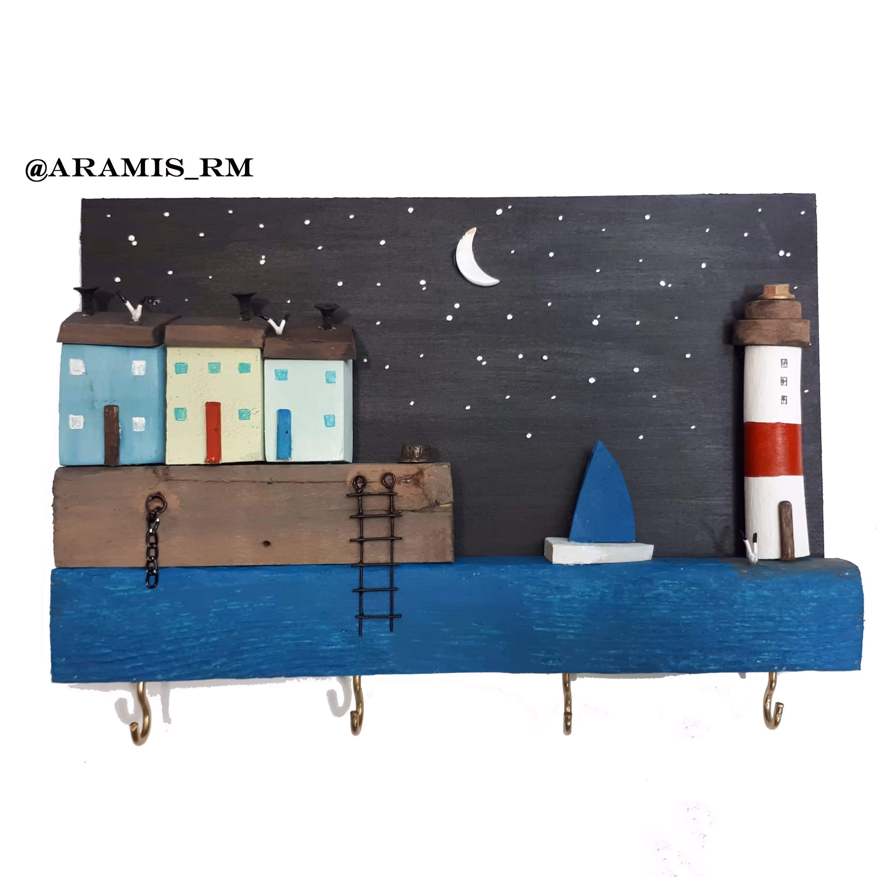 جاکلیدی دیواری تم شب ساحلی