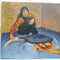 نقاشی رنگ روغن بوم (70 * 50) زن روستایی