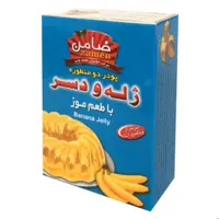 پودر ژله موزبا ژلاتین صددرصد حلال گاوی و طعم دهنده طبیعی وواقعی به همراه ویتامین ث باکیفیت 100گرمی ضامن